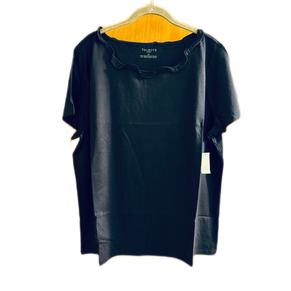 Talbots Ruffle Scoop Neck Tee Top - Picture 1 of 3